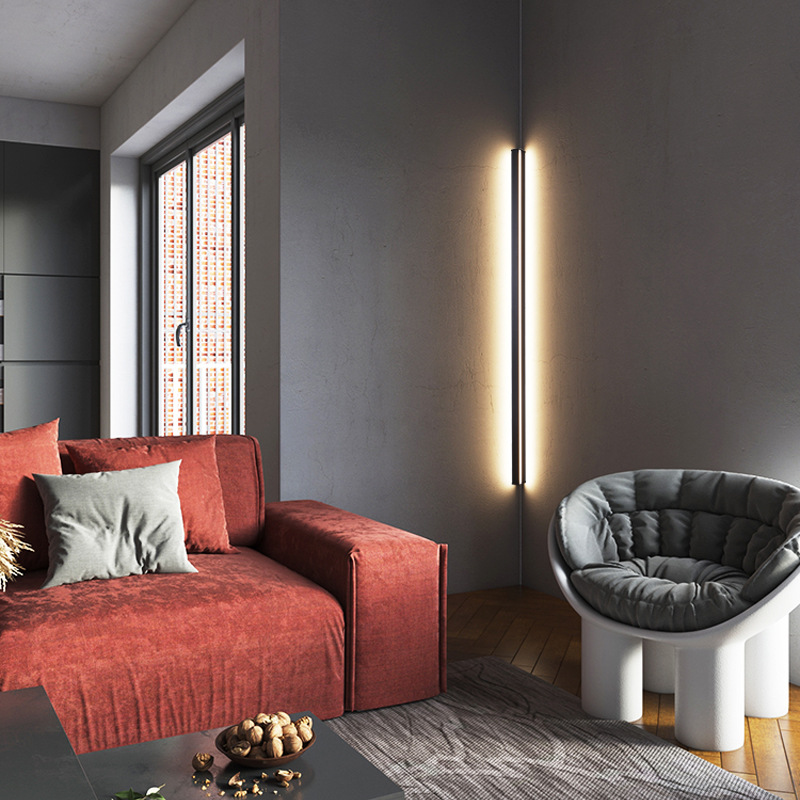 Glass Bed - İskandinav Minimalizm Uzun Şerit Köşe Duvar