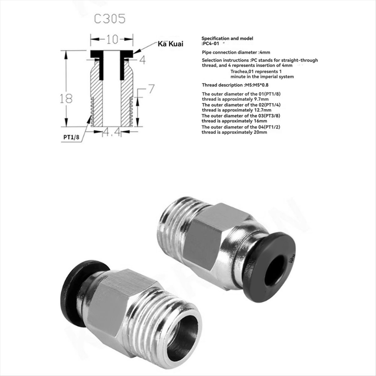 【A60I】 PC4-M10 Erkek Düz Pnöma - Ptfe Tube incelemesi ve fiyatı